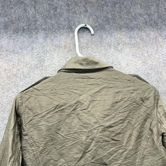 Lauren Ralph Lauren Military Jacket Womens Medium Green Silk Utility Safari - Picture 8 of 9